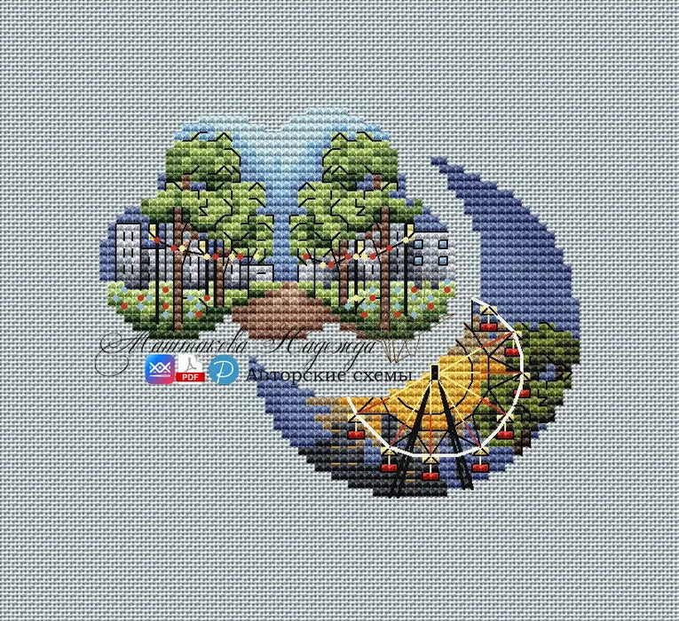 Evening lights of the city - PDF Cross Stitch Pattern