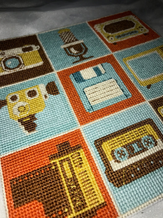 Retro media collage - PDF Cross Stitch Pattern