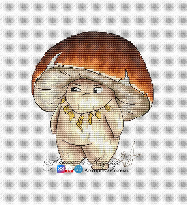 White mushroom - PDF Cross Stitch Pattern