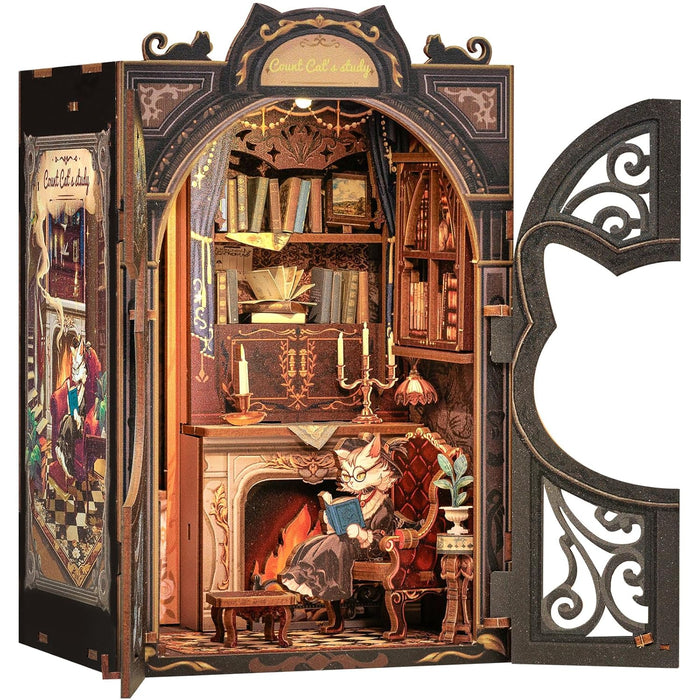 Book Nook Wizardi Miniature - Count Cat's Study Roombox Kit