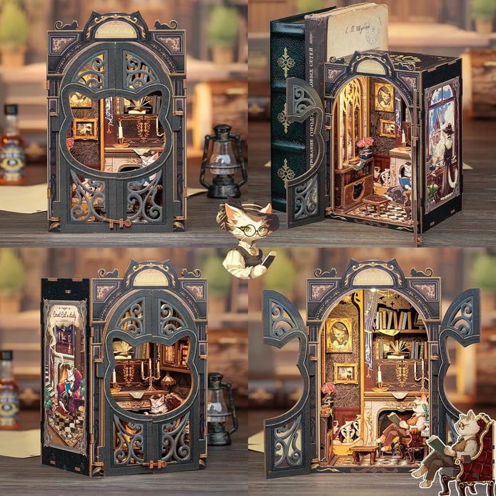 Book Nook Wizardi Miniature - Count Cat's Study Roombox Kit