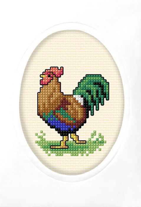 Complete counted cross stitch kit - greetings card "Rooster" 6313