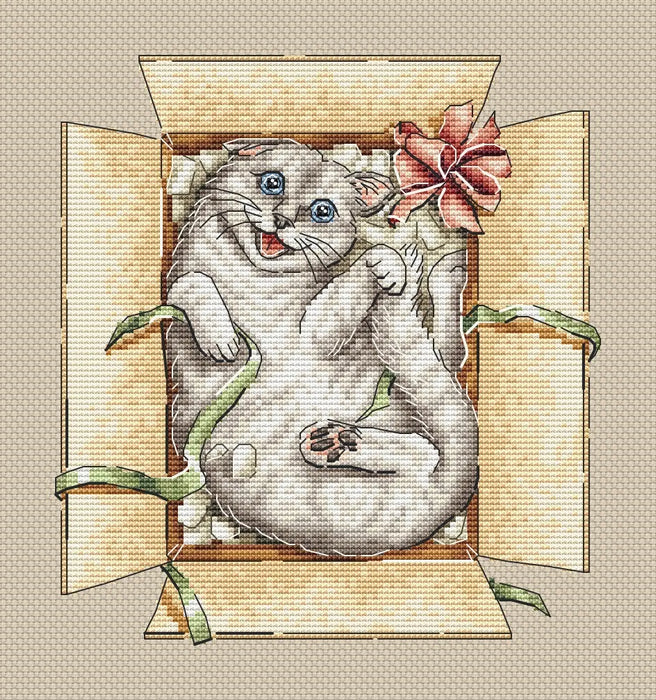 Cat in Box Comb - PDF Cross Stitch Pattern