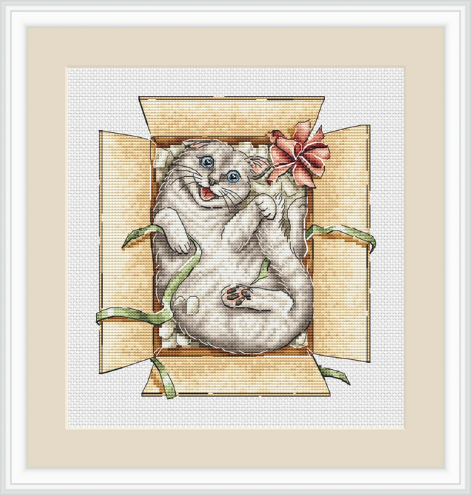 Cat in Box Comb - PDF Cross Stitch Pattern