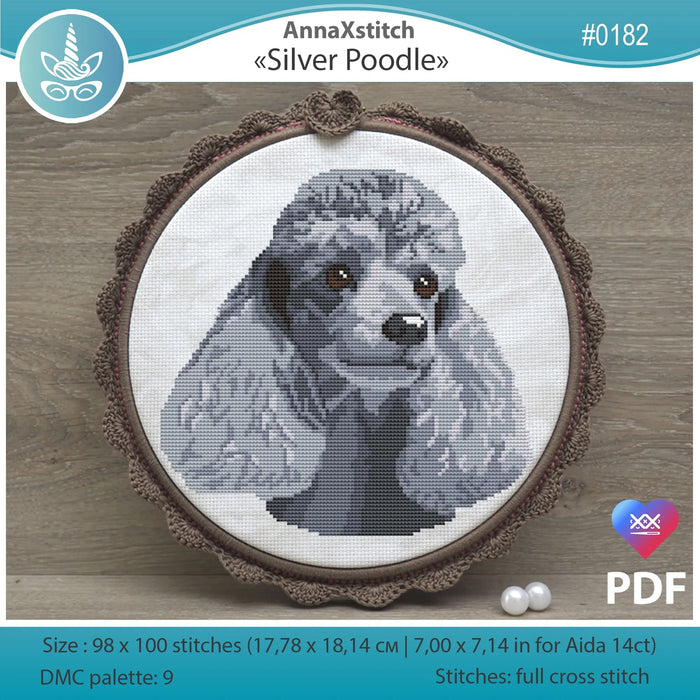 Silver Poodle - PDF Cross Stitch Pattern