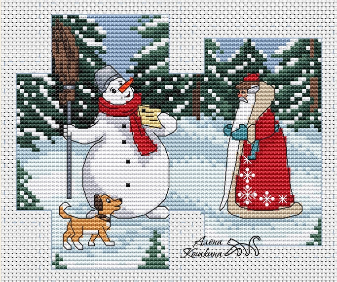 Snowman postman - PDF Cross Stitch Pattern