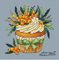 Sea Buckthorn Cupcake - PDF Cross Stitch Pattern