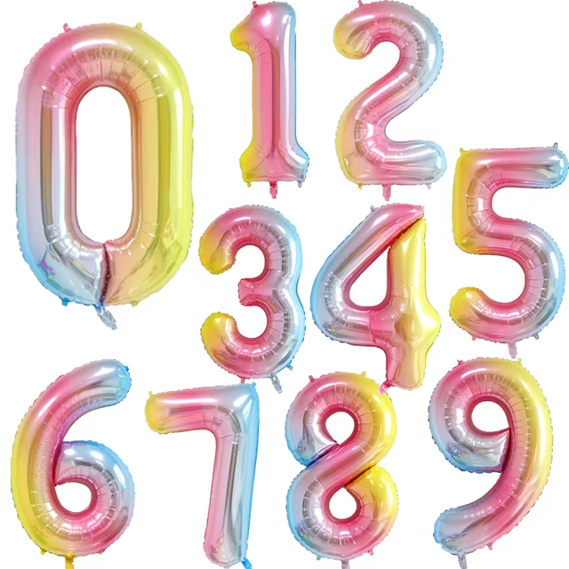 Rainbow Gradient Colorful Number Balloon Foil Balloon F07M1-77-8