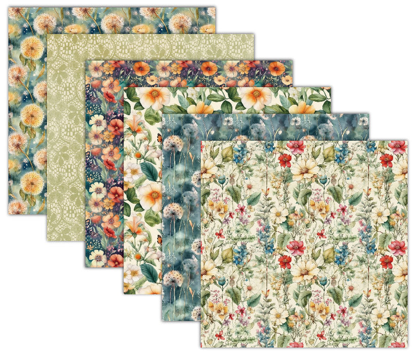 Flower Garden Scrapbook Paper Pack. 12 Sheets of 15.2x15.2cm Heavyweight Paper Pad F07M2-3 AC230701-06