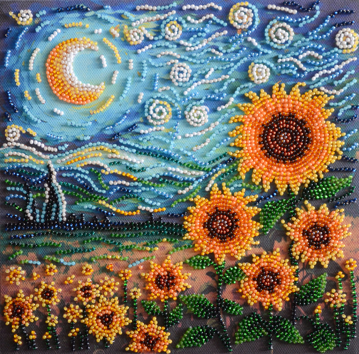 Bead embroidery kit - Sunflowers in night's embrace AMB-111