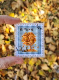 Autumn postage stamp - PDF Cross Stitch Pattern