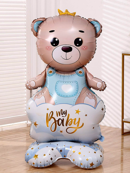 Bear with a Crown Boy. Standing Foil Balloon Decoration F07M1-2