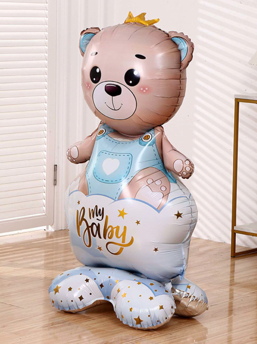 Bear with a Crown Boy. Standing Foil Balloon Decoration F07M1-2