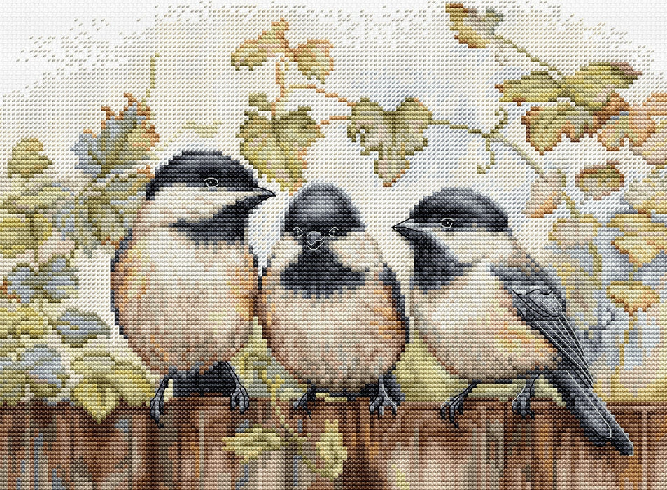 Chickadees On The Fence BU5066L Counted Cross-Stitch Kit