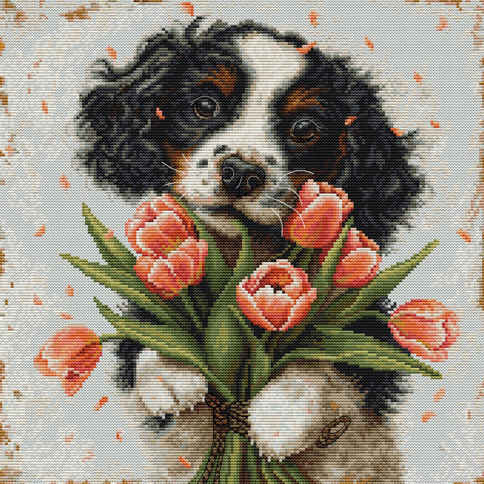 The Cocker Spaniel Puppy BU5067L Counted Cross-Stitch Kit