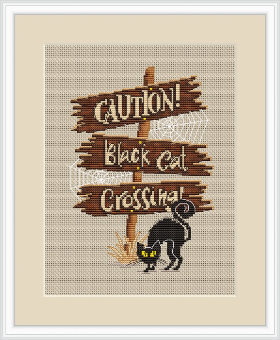 Black Cat Crossing - PDF Cross Stitch Pattern