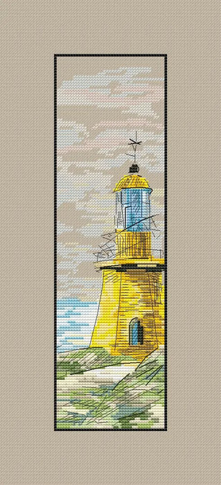 Bookmark. Yellow Lighthouse - PDF Cross Stitch Pattern