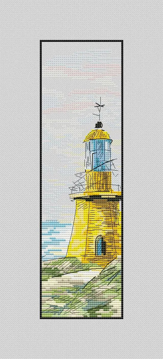 Bookmark. Yellow Lighthouse - PDF Cross Stitch Pattern