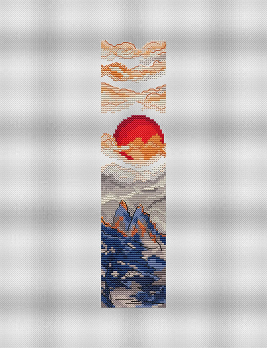 Bookmark. Celestial Symphony of Mountains - PDF Cross Stitch Pattern