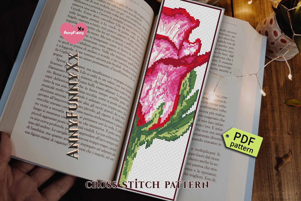 Bookmark. Rose Flower - PDF Cross Stitch Pattern