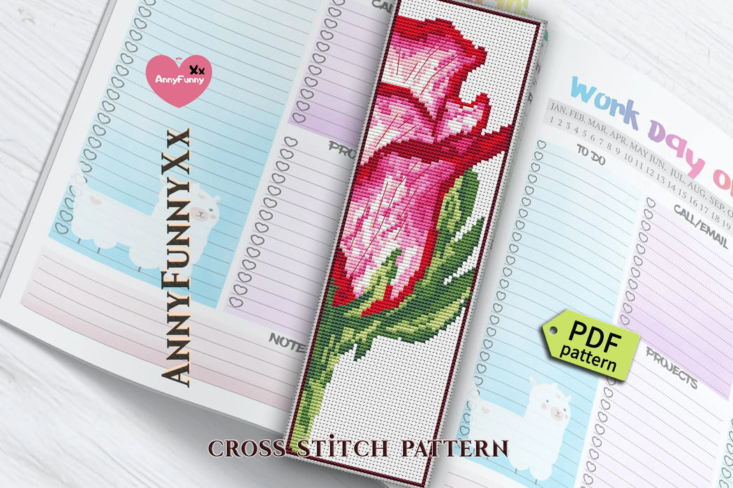 Bookmark. Rose Flower - PDF Cross Stitch Pattern