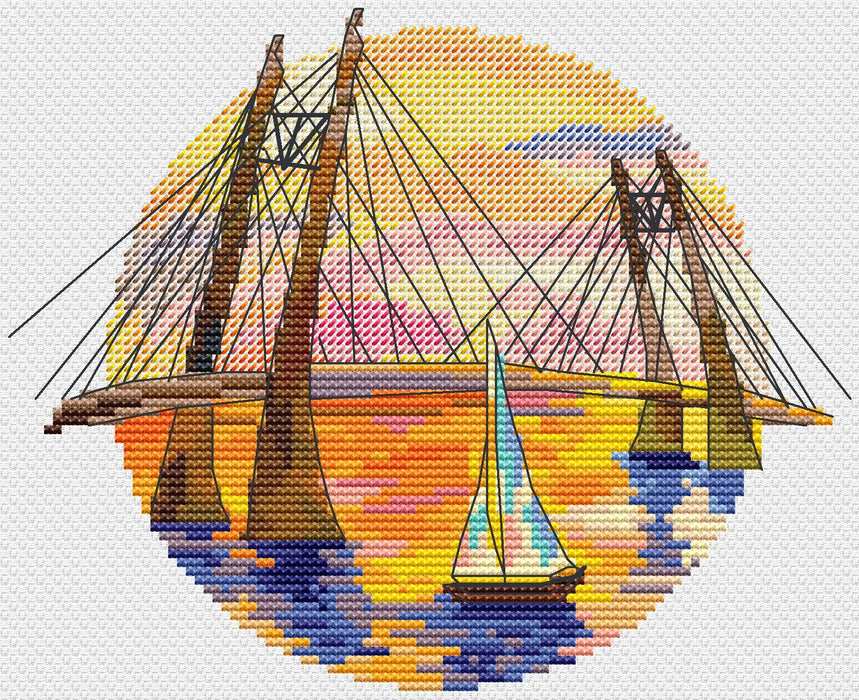 Bridge over the shop's fairway - PDF Cross Stitch Pattern