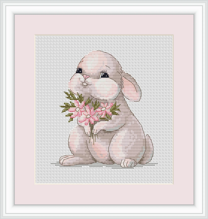 Bunny with Flowers - PDF Cross Stitch Pattern