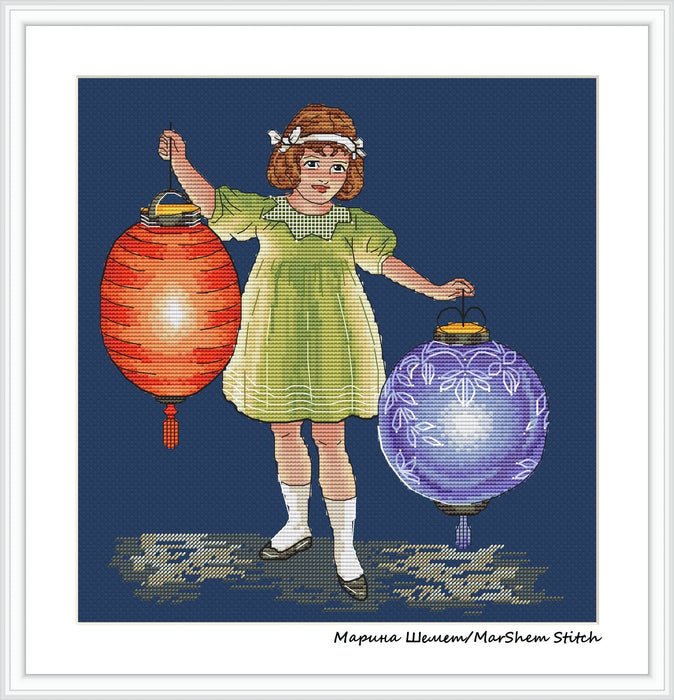 Chinese lanterns - PDF Cross Stitch Pattern