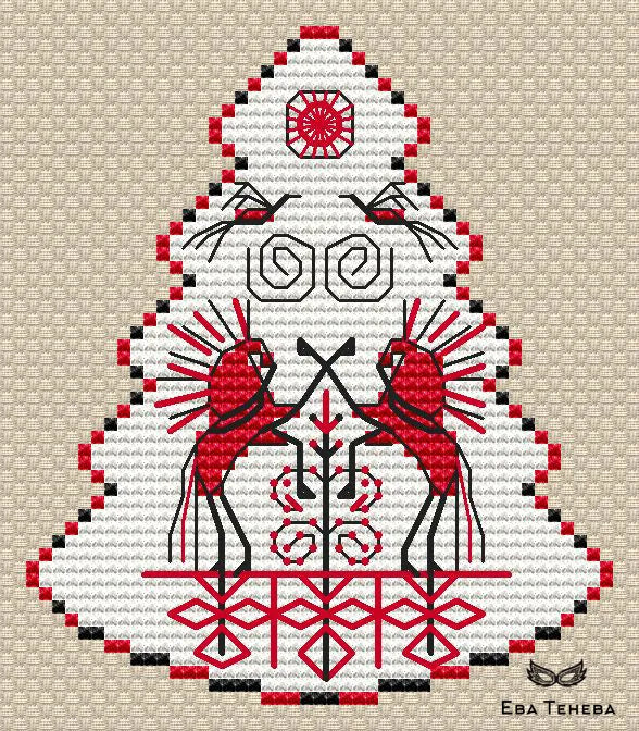 Christmas tree. Mezen painting - PDF Cross Stitch Pattern