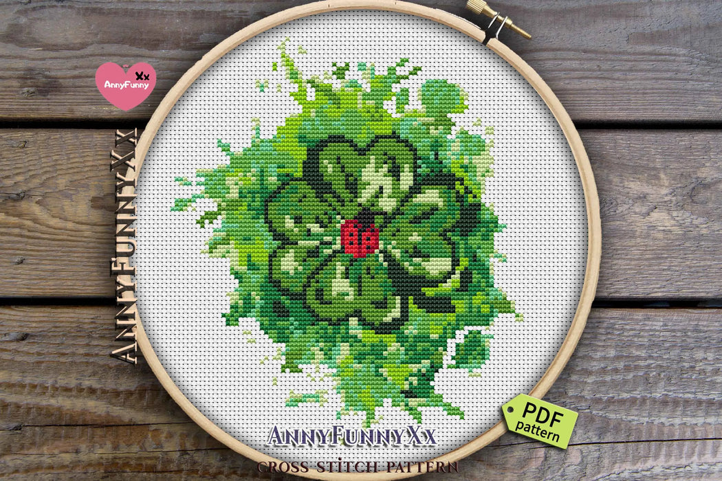 Lady and Clover - PDF Cross Stitch Pattern