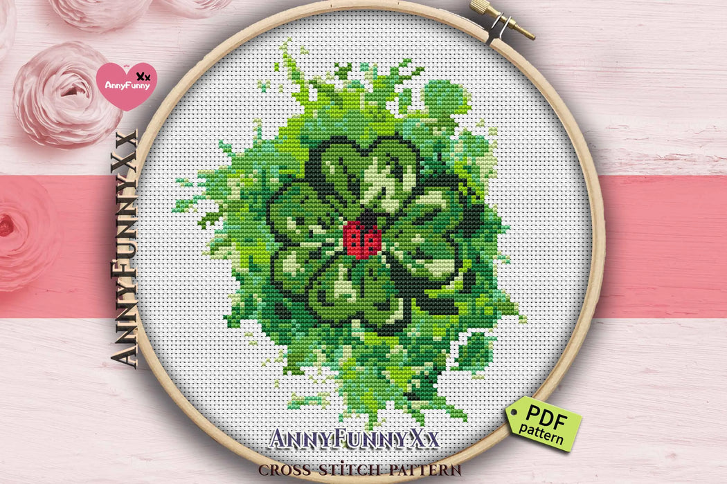 Lady and Clover - PDF Cross Stitch Pattern