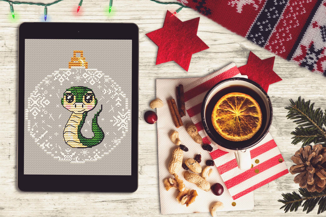 Christmas Ball with Snake - Free PDF Cross Stitch Pattern