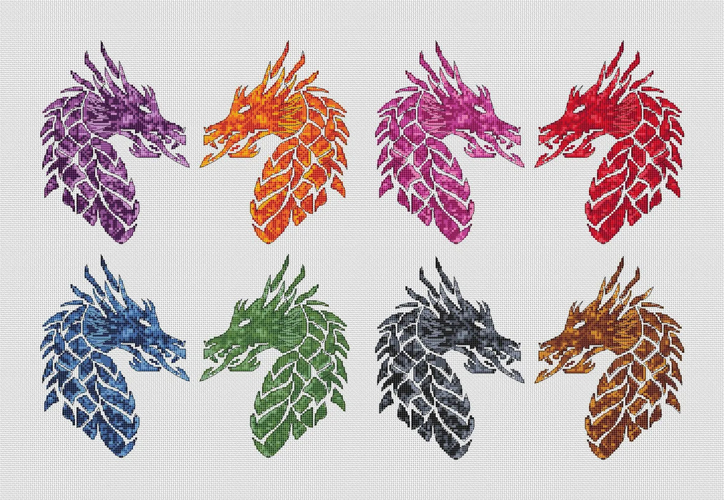 Dragons. Panel - PDF Cross Stitch Pattern