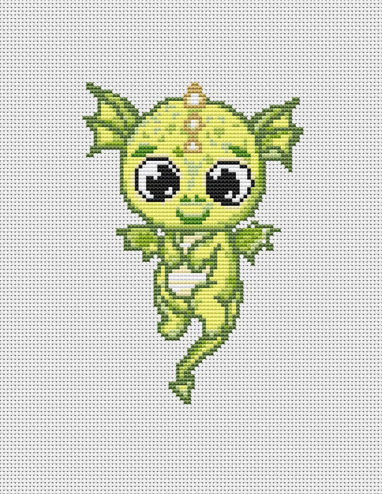 Green dragon baby - PDF Cross Stitch Pattern