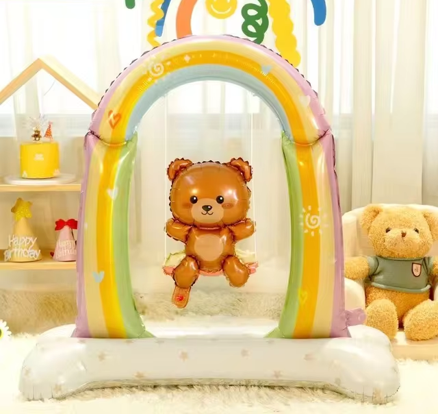 Teddy Bear on a Swing Standing Foil Balloon Decoration F07M1-11