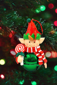 Christmas Ornament - Glossy Gingerbread Elf with Lollipop. Wizardi Festive Decoration F07-N2-17-E2506A