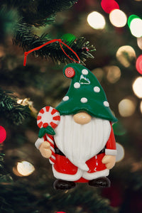Christmas Ornament Glossy Gingerbread Santa with Candy Cane. Wizardi Festive Decoration F07-N2-7-E2511A
