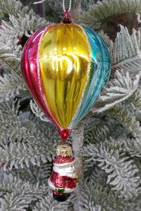 Multicolor Balloon with Santa Christmas Glass Ornament Wizardi F07M10-3
