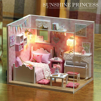 Sunshine Princess Dollhouse Kit - Miniature Wizardi Roombox Kit with LED Light F07M51-71-3015