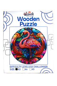 Flamingo in Leaves - Jigsaw Wooden Puzzle by Wizardi F07N9-27