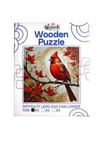 Red Finch - Jigsaw Wooden Puzzle by Wizardi F07N9-8