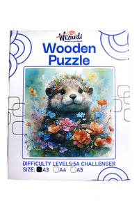 Hamster and Flowers - Jigsaw Wooden Puzzle by Wizardi F07N9-9