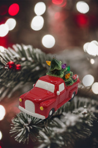 Christmas Ceramic Ornament - Christmas Tree Delivery Truck by Wizardi F07N7-12
