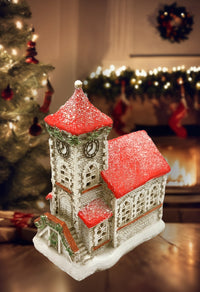 Christmas Ceramic Ornament - Snowy Village Church by Wizardi F07N7-17
