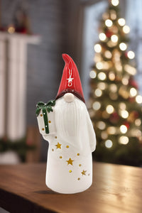 Christmas Ceramic Ornament - Christmas Gnome with Gift by Wizardi F07N7-2