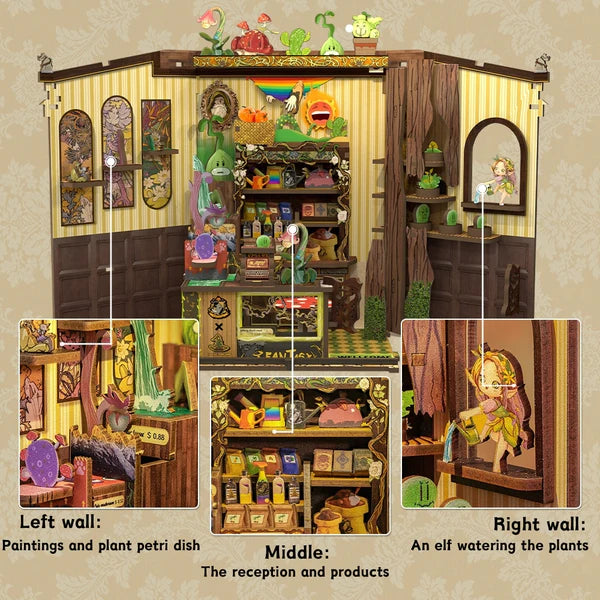 Miniature Wizardi Roombox Kit - Fantacy Plant Shop Dollhouse Kit