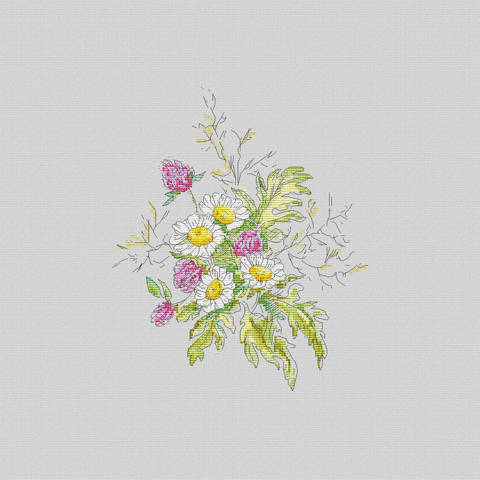 Flowers Sketch. Clover - PDF Cross Stitch Pattern