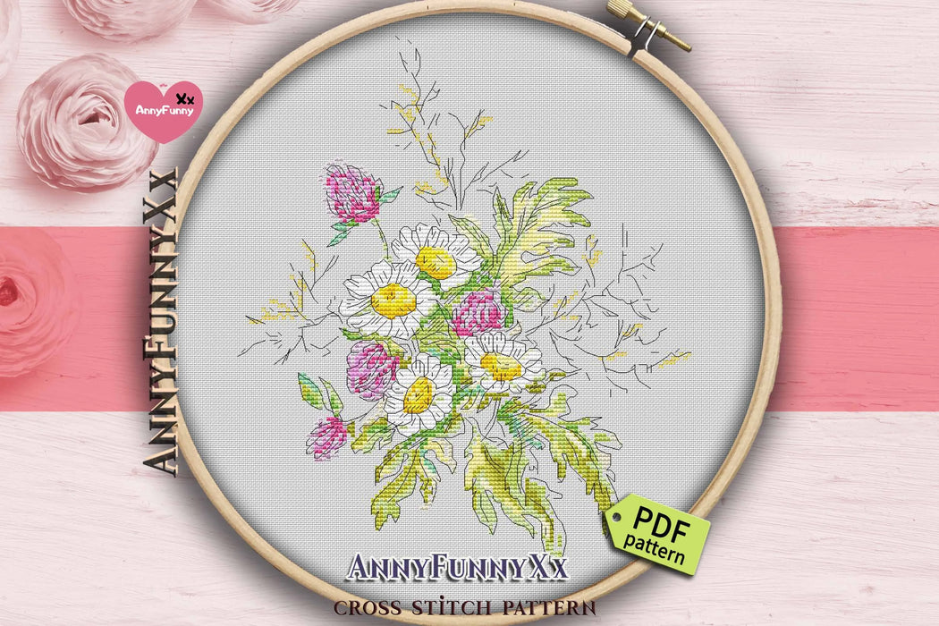 Flowers Sketch. Clover - PDF Cross Stitch Pattern