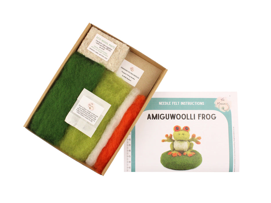 Felting Kit - Tiny Frog Needle Felt Kit. Amiguwoolli