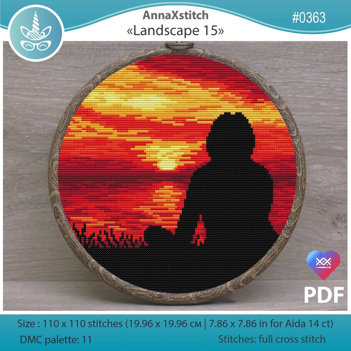 Round Landscapes. Landscape 15 - PDF Cross Stitch Pattern